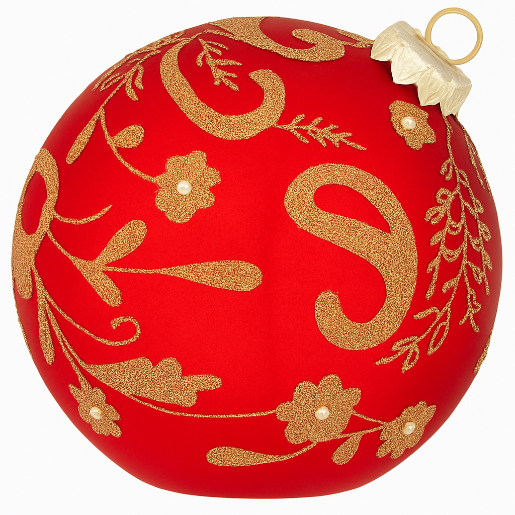 Sfera natalizia rossa Bagutta con decoro oro in rilievo e dettagli brillanti